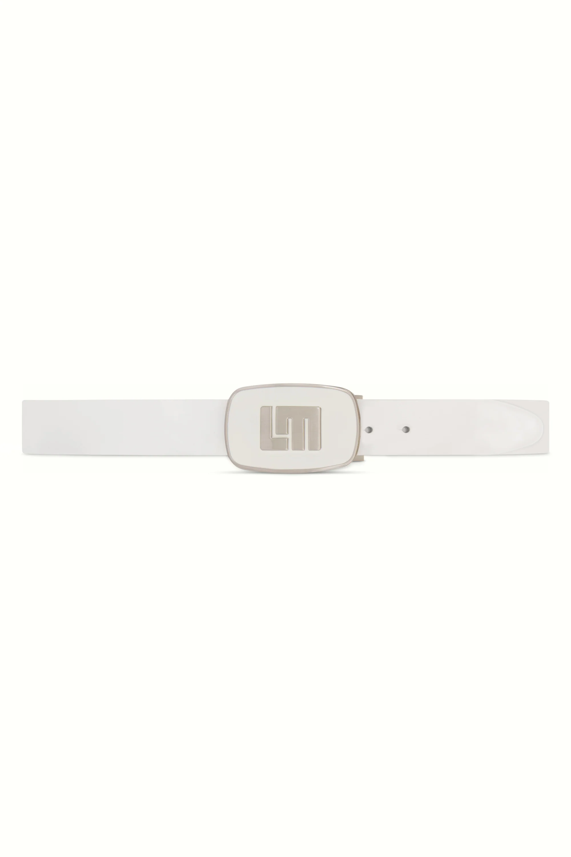 Polished White Patent Leather Belt